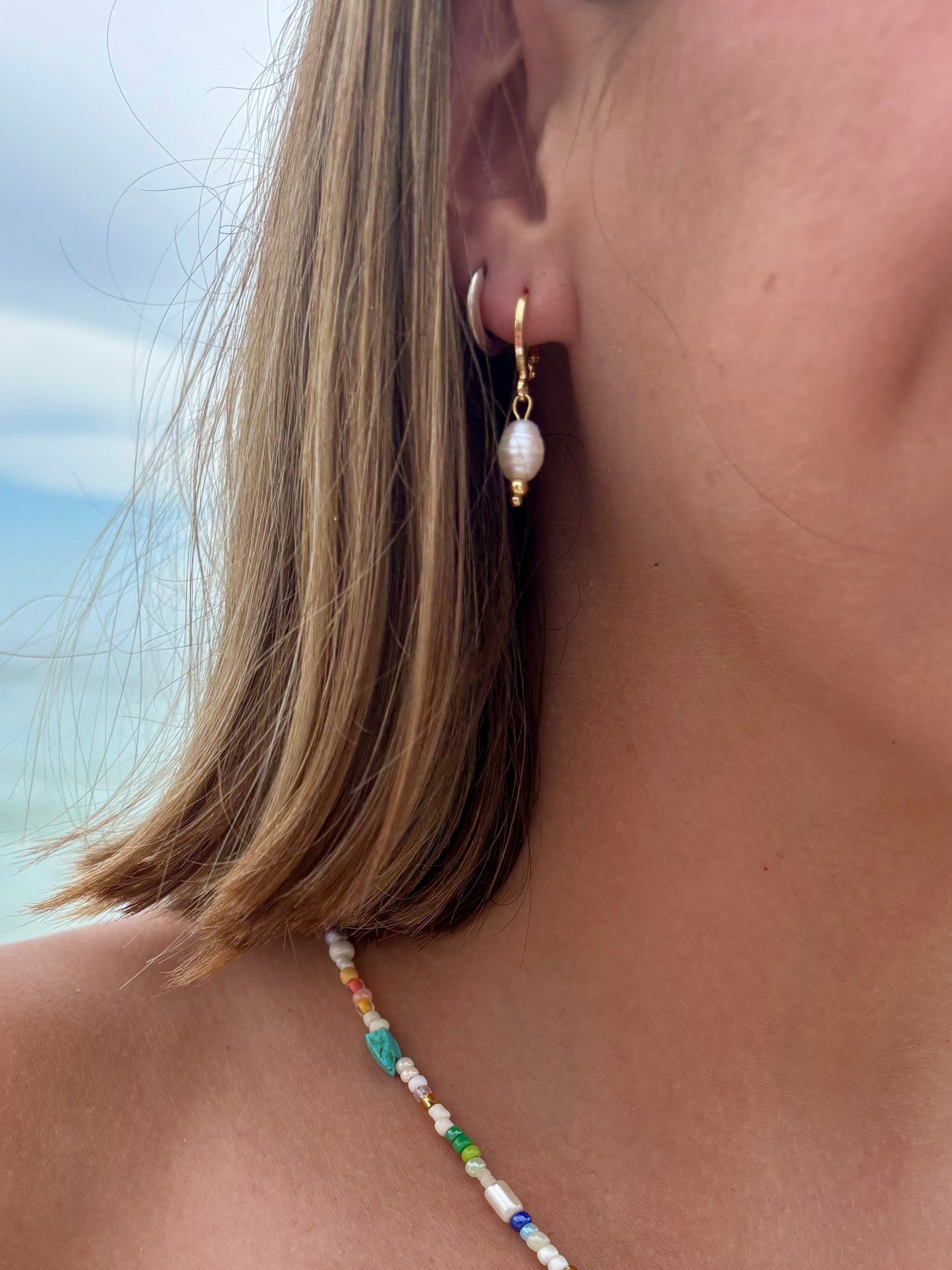 Pearl Huggie Earrings