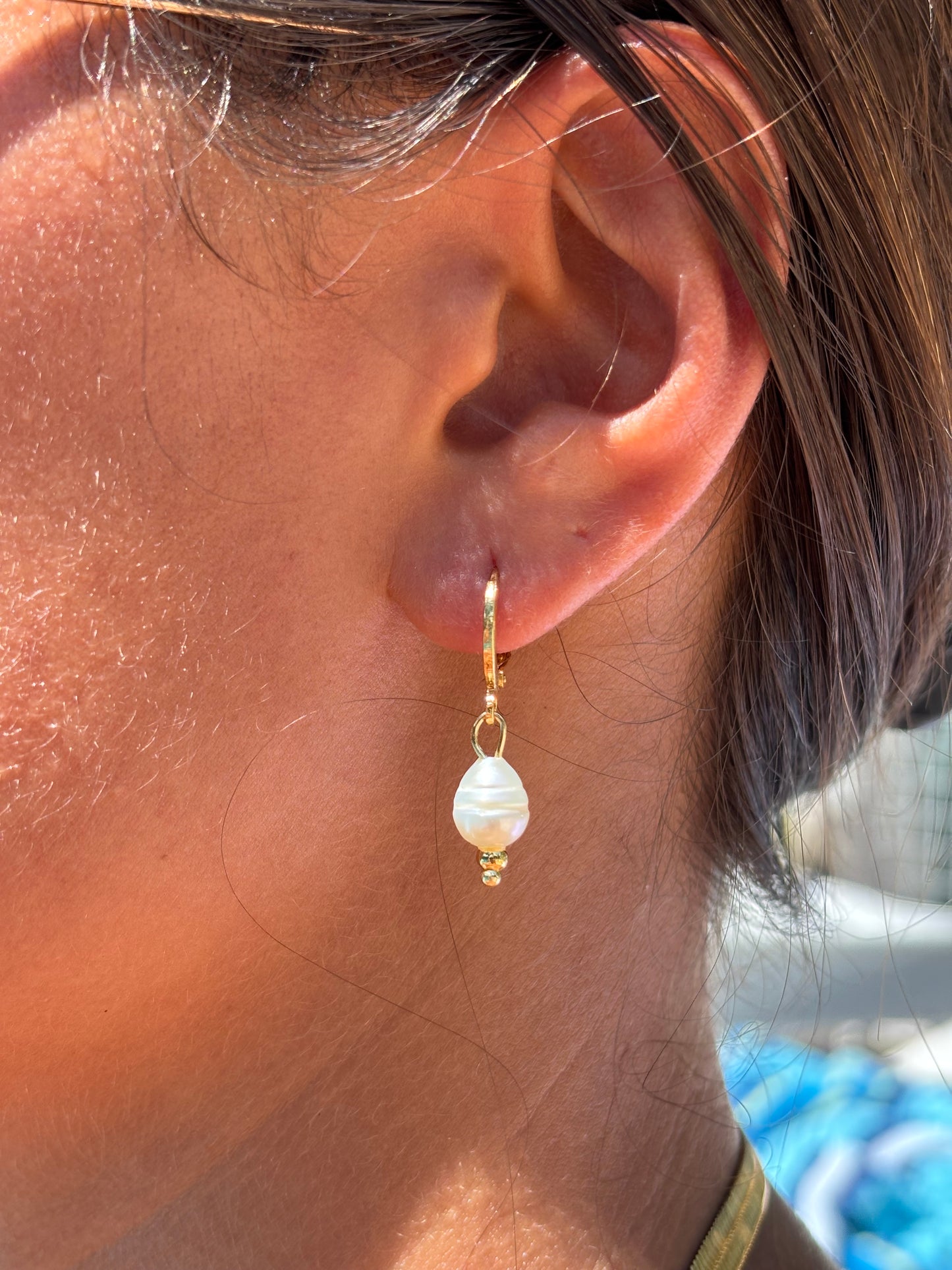 Pearl Huggie Earrings